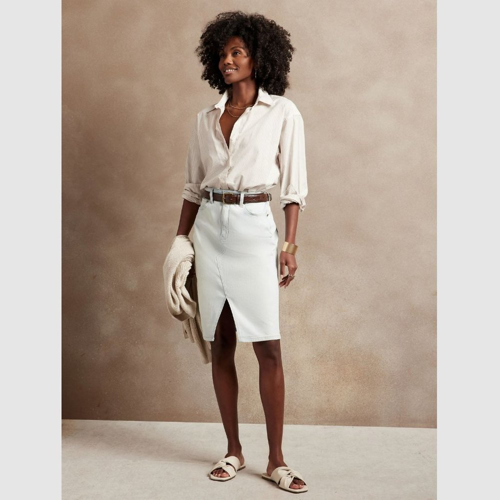 Banana Republic Women Denim Pencil Skirt Light Wash